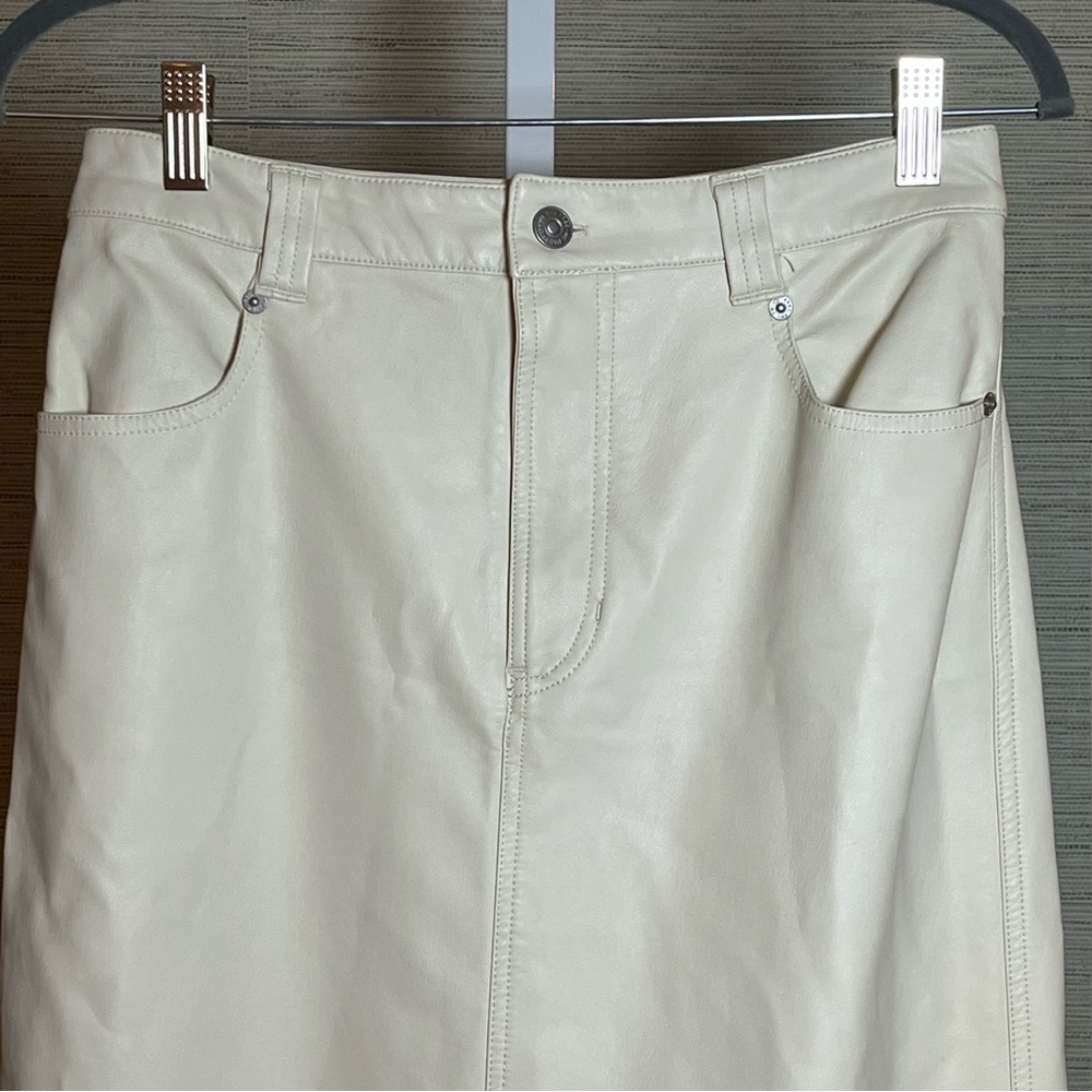 Free People City Slicker Faux Leather Vegan Maxi Skirt Size 0 Cream Ivory Boho - Picture 4 of 10